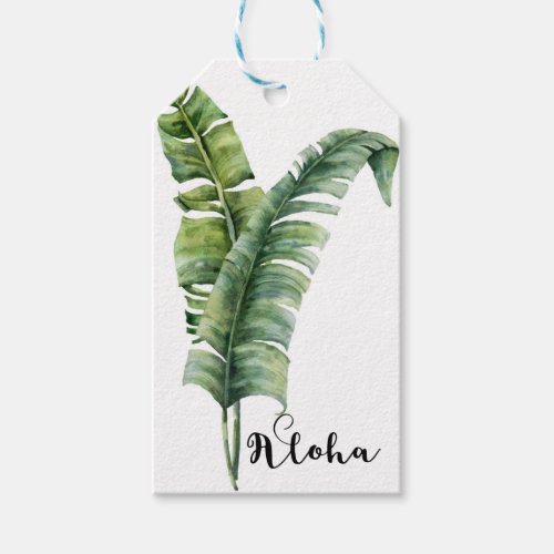 Two Elegant Palm Leaves Tropical Aloha Wedding Gift Tags