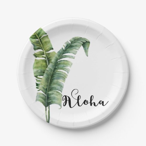 Two Elegant Palm Leaves Tropical Aloha Wedding Paper Plates