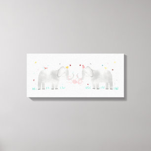 Two Elephants and a monkey Canvas Print
