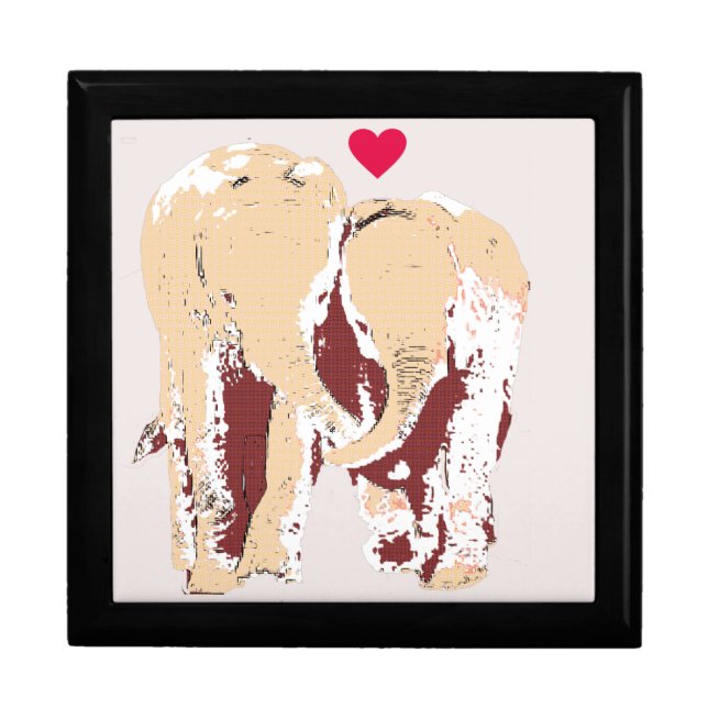 Two Elephants Holding Trunks   Gift Box (Front)