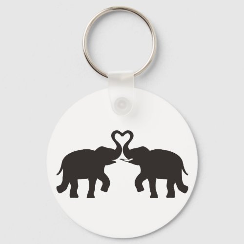 Two elephants love silhouettes keychain