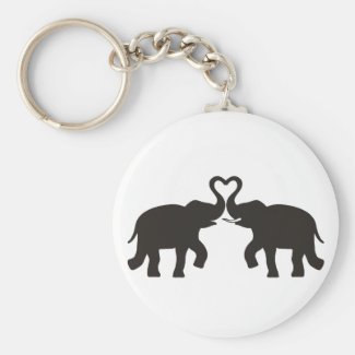 Two elephants love silhouettes keychain