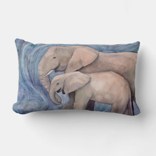 Two Elephants Throw Pillow
