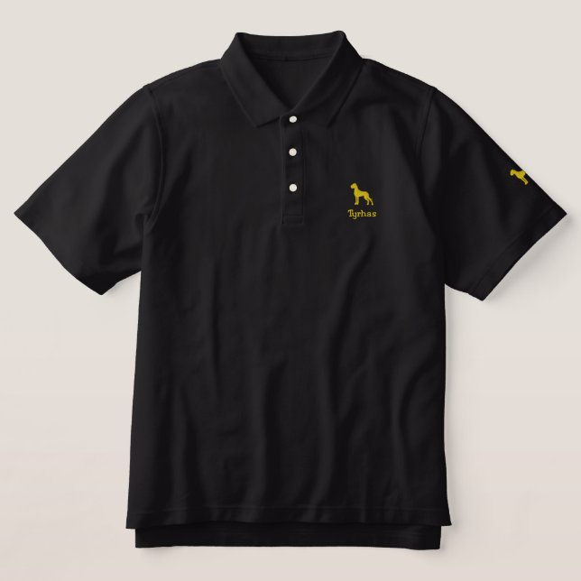 Two Embroidered Great Danes Embroidered Polo Shirt (Design Front)