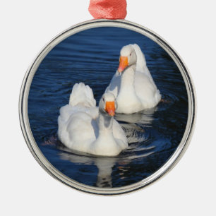 Two Emden Geese II Metal Ornament