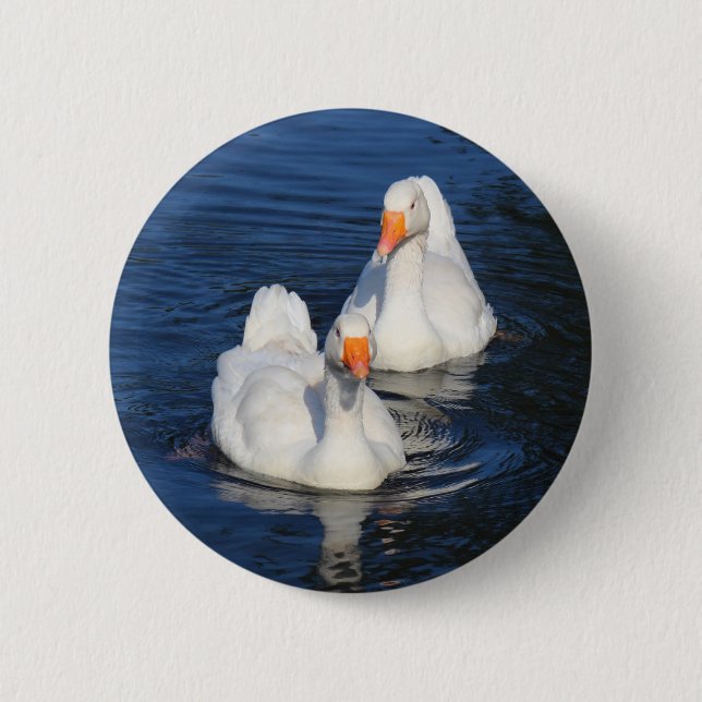 Two Emden Geese II Pinback Button (Front)