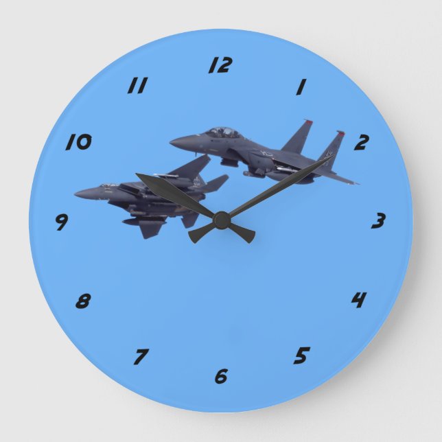 Two F-15E Strike Eagles Large Clock (Front)