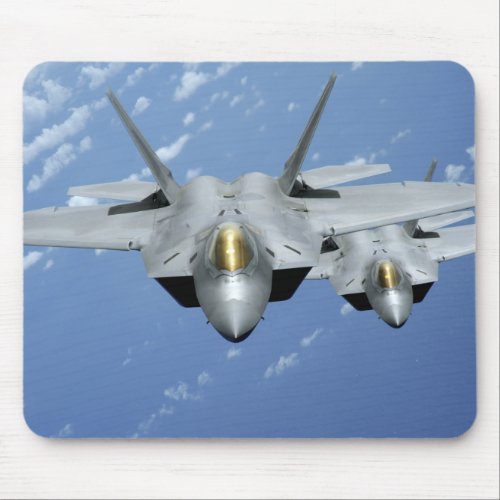 Two F_22 Raptors fly over the Pacific Ocean 2 Mouse Pad