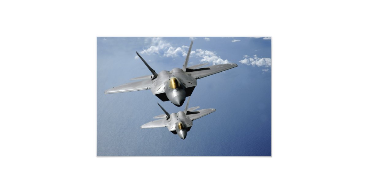 Two F-22 Raptors fly over the Pacific Ocean 2 Photo Print | Zazzle