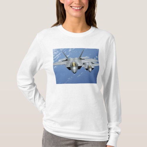 Two F_22 Raptors fly over the Pacific Ocean 2 T_Shirt