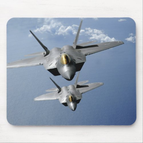 Two F_22 Raptors fly over the Pacific Ocean Mouse Pad