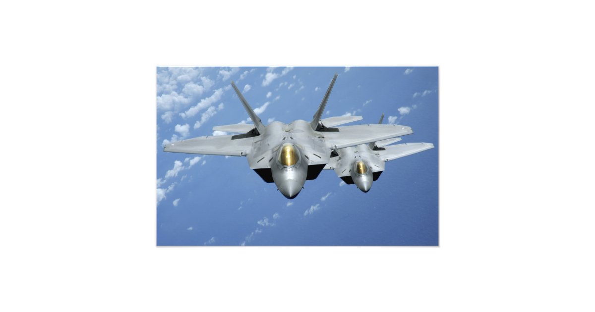 Two F-22 Raptors fly over the Pacific Ocean Photo Print | Zazzle