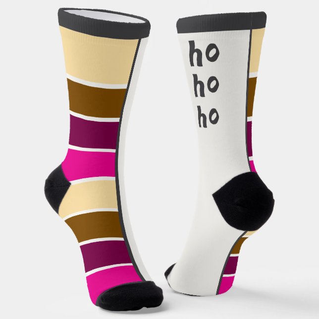 Two Face Socks, Text and Stripes Socks (Angled)