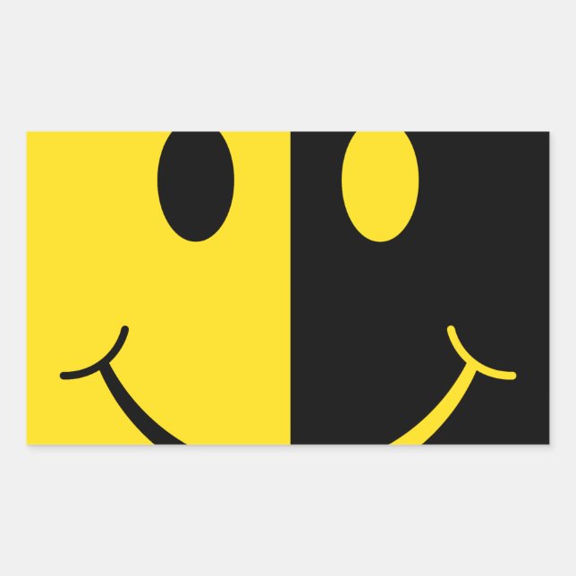 Two Faced Smiley Face Rectangular Sticker (Front)