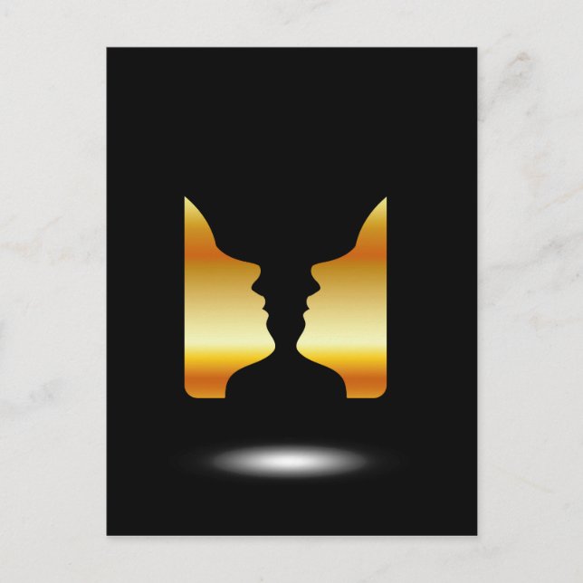 Two faces side by side with illusion of a vase postcard (Front)