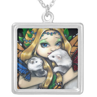 Two Fae Ferrets NECKLACE ferret fairy