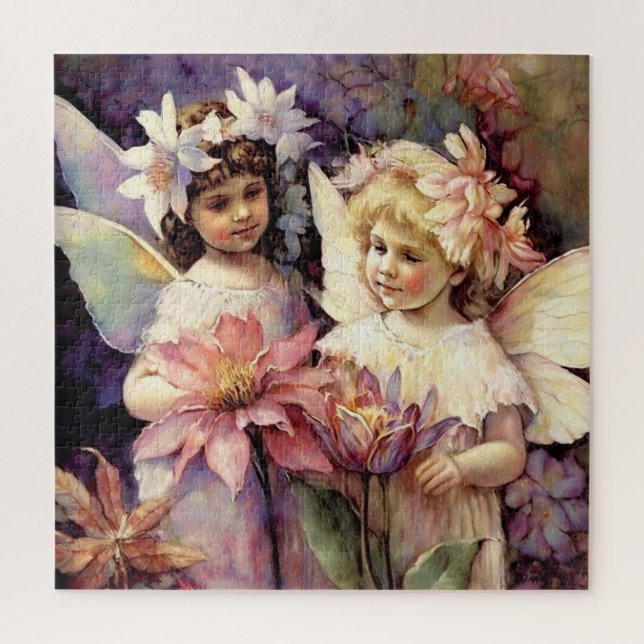 Two Fairy Children in a Flower Garden Jigsaw Puzzle (Vertical)