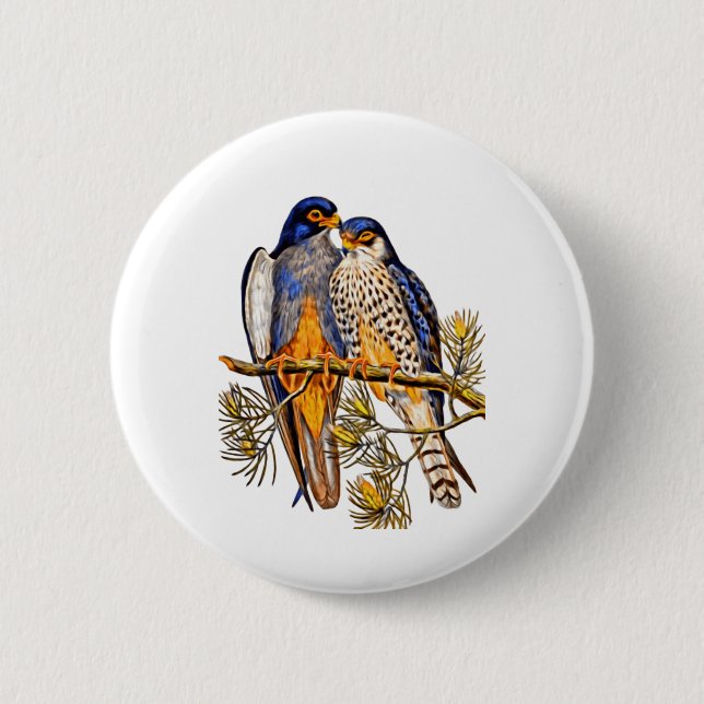 Two Falcons on a Branch Button (Front)