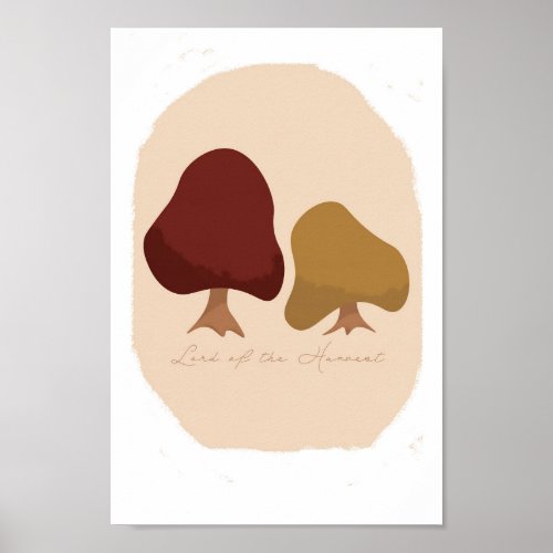two fall treesautumn aesthetic printrustic art poster