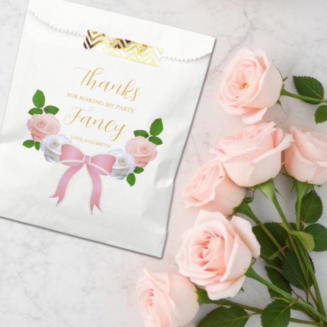 Two Fancy Bow Floral Birthday Favor Bag (Creator Uploaded)