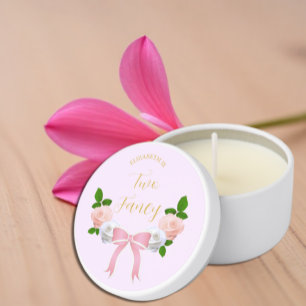 Two Fancy Bow Floral Birthday Mini Candle Favors