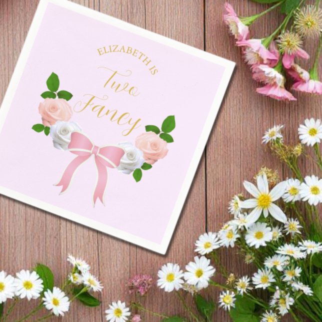 Two Fancy Bow Floral Birthday Napkins (Creator Uploaded)