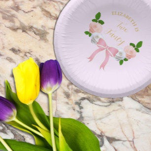Two Fancy Bow Floral Birthday Paper Bowls