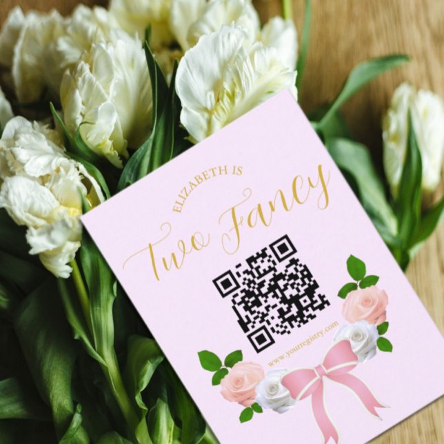Two Fancy Bow Floral Birthday Registry Enclosure Card (Creator Uploaded)