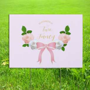Two Fancy Bow Floral Birthday Sign