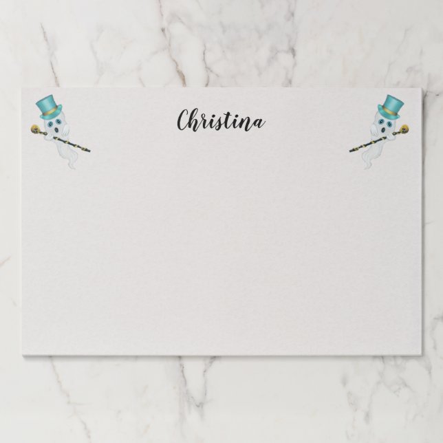 Two Fancy Dressed up Ghosts Top Hats Skull Canes Paper Pad (Front)