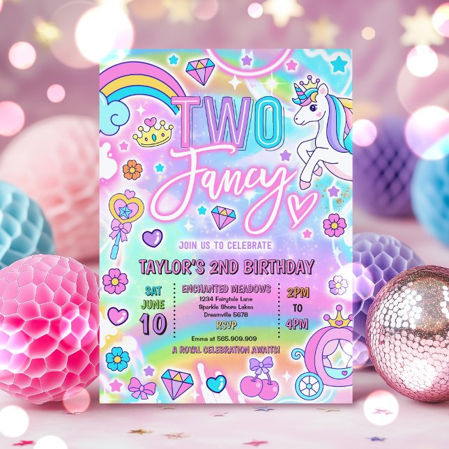 Two Fancy Fairytale Princess 2nd Birthday Party Invitation (Creator Uploaded)