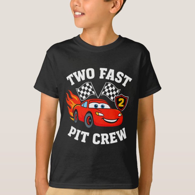 Two Fast 2 2nd Birthday T Crew 2yr Year Old  T-Shirt (Front)