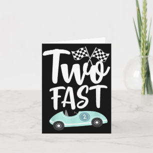 Two Fast 2 Curious 2th Birthday Boy Checkered Card
