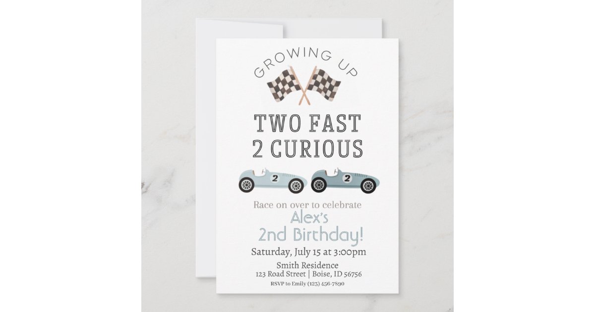 Two Fast 2 Curious Birthday Invitation | Zazzle - Two Fast Two Curious Birthday Invitation