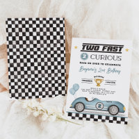 Two Fast 2 Curious Blue Vintage Car Boy Birthday
