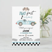 Two Fast 2 Curious Party Race Car 2nd Birthday Invitation (Standing Front)