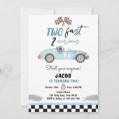Two Fast 2 Curious Party Race Car 2nd Birthday Invitation (Front)