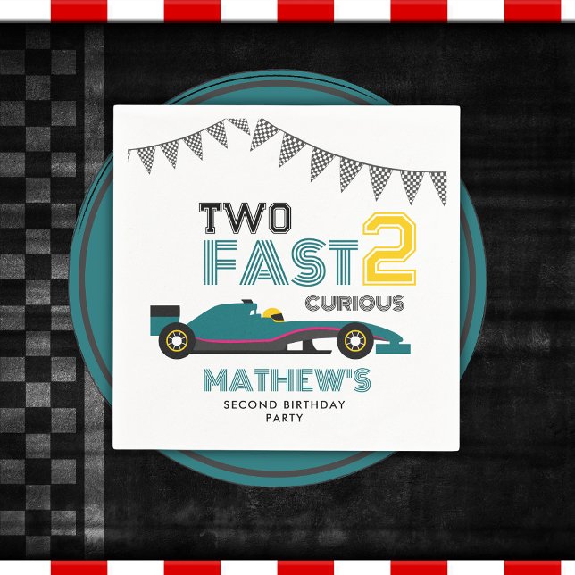 Two Fast 2 Curious Race Car 2nd Birthday Party  Napkins (Creator Uploaded)