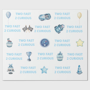 Two Fast 2 Curious Race Car Wrapping Paper