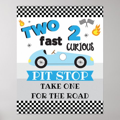 Two Fast 2 Curious Racecar Birthday Sign