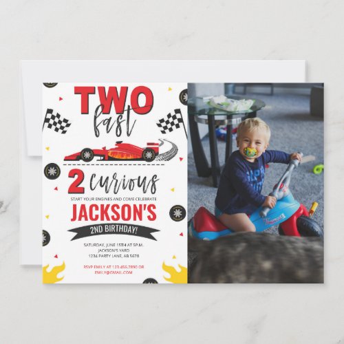 Two Fast 2 Curious Red Photo Invitation