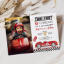 Two Fast 2 Curious Red Vintage Car Photo Birthday Invitation