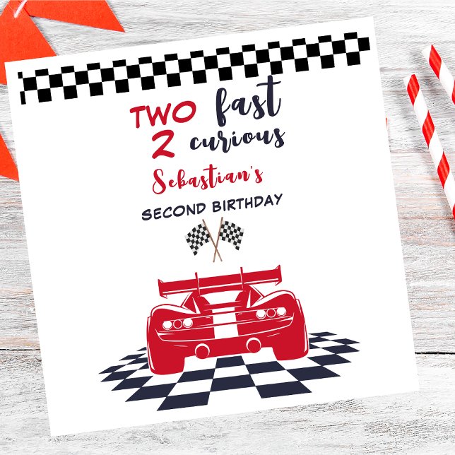 Two fast 2 curious second kids birthday napkins (Creator Uploaded)