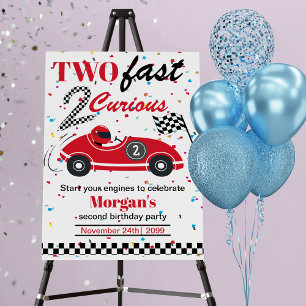 Two Fast 2Curious Red Sports Car Second Birthday  Foam Board