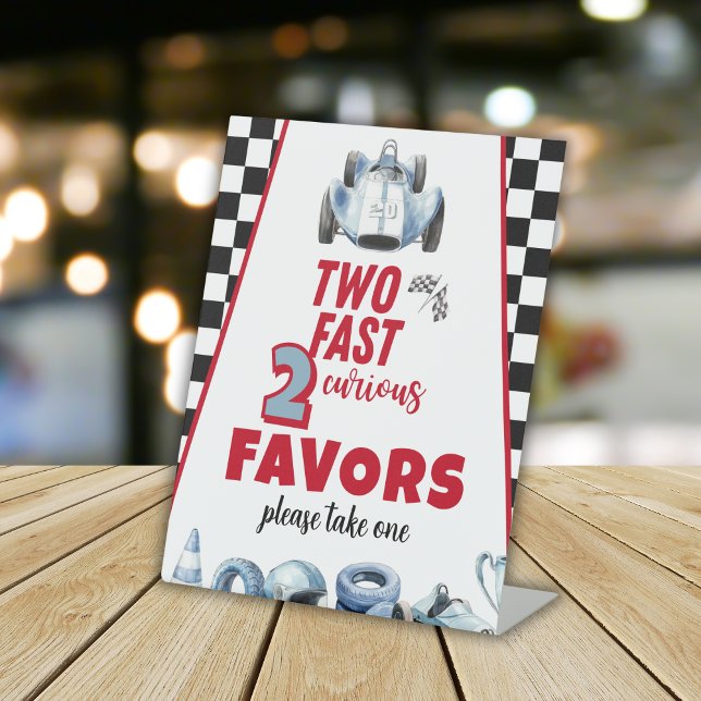 Two Fast 2nd birthday Boy Racing Car Favors Pedestal Sign (Creator Uploaded)