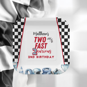 Two Fast 2nd birthday Boy Racing Car Paper Plates