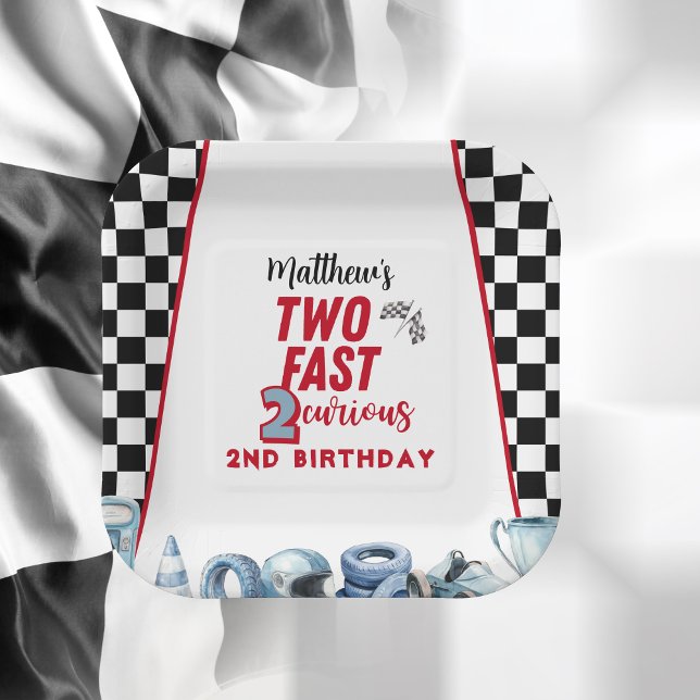 Two Fast 2nd birthday Boy Racing Car  Paper Plates (Creator Uploaded)