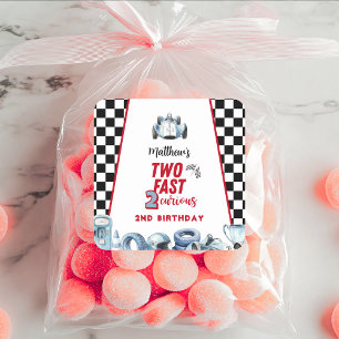 Two Fast 2nd birthday Boy Racing Car Square Sticker