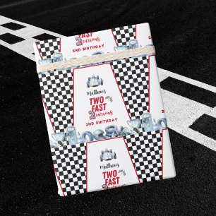 Two Fast 2nd birthday Boy Racing Car  Wrapping Paper