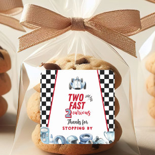 Two Fast 2nd birthday Boy Racing Thank You  Square Sticker